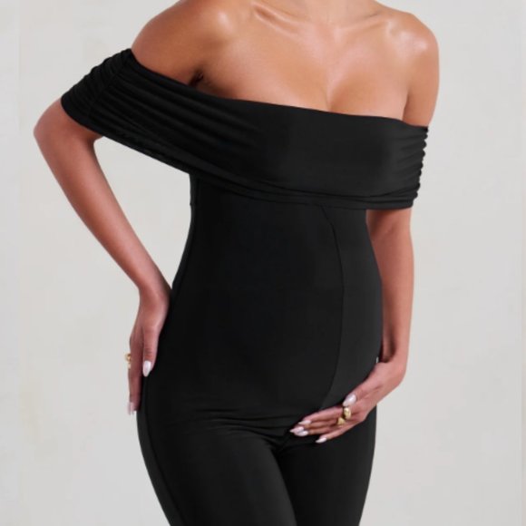 Black Maternity Fitted Jumpsuit - Picture 4 of 5